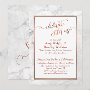 Invitación Mármol Blanco Cobre Celebra con Nosotros Diversión