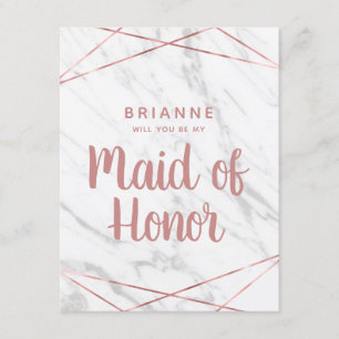 Invitación Mármol Blanco Geo ¿Serás mi Dama de Honor