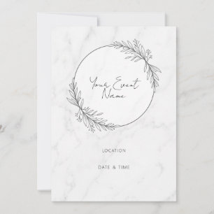 Invitación Mármol Blanco Hoja Gris