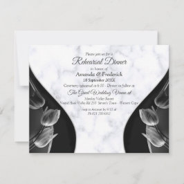 Invitación Mármol Blanco Moderno Abstracto Negro