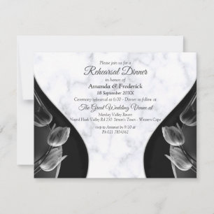 Invitación Mármol Blanco Moderno Abstracto Negro