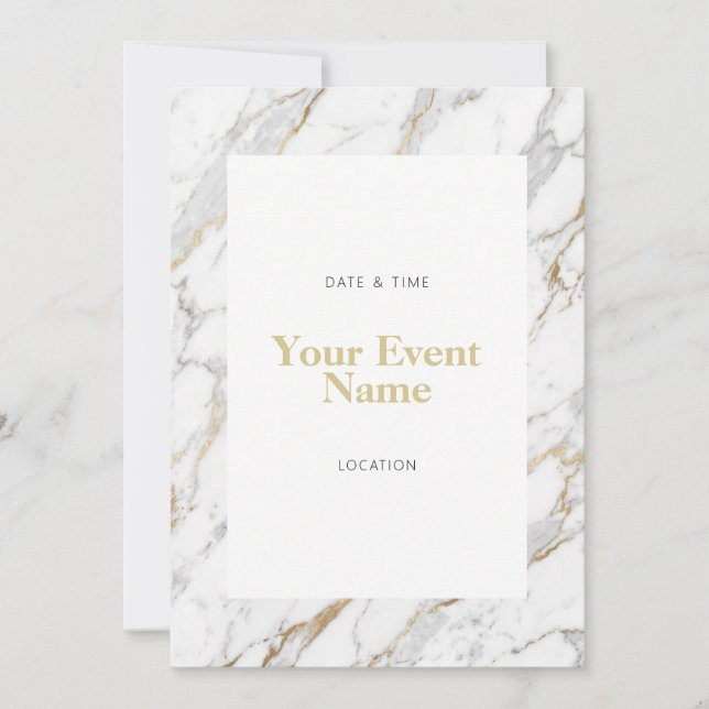 Invitación Mármol Blanco Vena Dorada (Anverso)