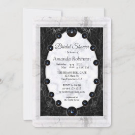 Invitación Mármol blanco y negro opulento + Esferas