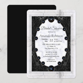 Invitación Mármol blanco y negro opulento + Esferas