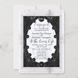 Invitación Mármol blanco y negro opulento + Esferas