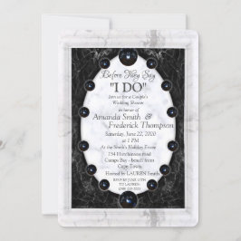 Invitación Mármol blanco y negro opulento + Esferas