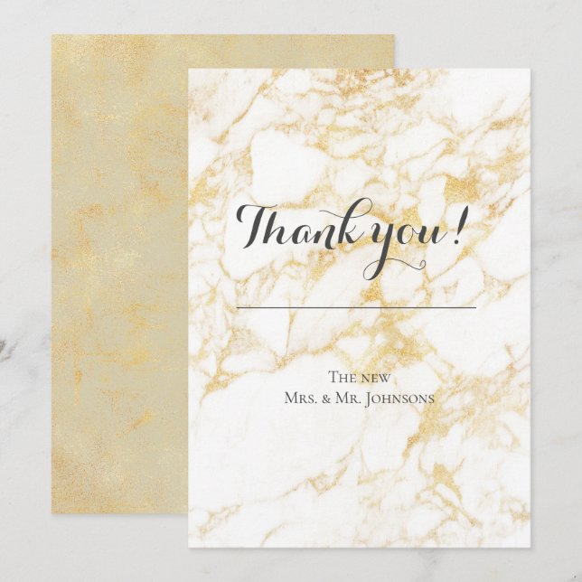 Invitación Mármol blanco y oro (Anverso / Reverso)