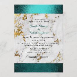 Invitación Mármol boda Gris blanco Verde Verde azulado dorado