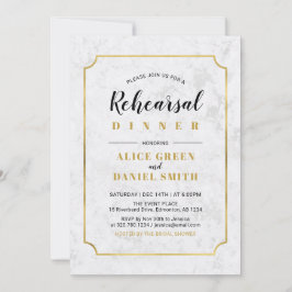 Invitación Mármol | Cena de ensayo de boda clásica