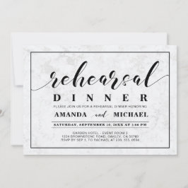Invitación Mármol | Cena de ensayo de boda moderna simple