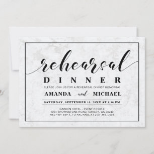 Invitación Mármol Cena de ensayo de boda moderna simple