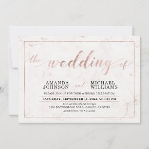 Invitación Mármol   Ceremonia de Boda con Tipografía Moderna 