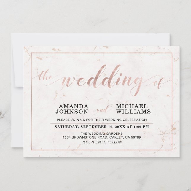 Invitación Mármol | Ceremonia de Boda con Tipografía Moderna  (Anverso)