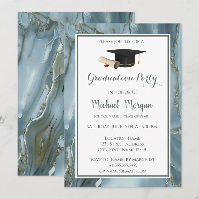 Invitación Mármol de Cabo de Graduación, Partido de Graduació (Anverso / Reverso)