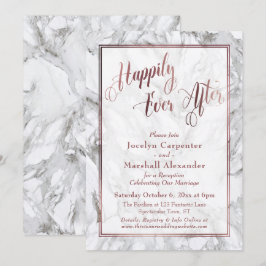 Invitación Mármol de Caligrafía Rosa Dorado Felices para Siem