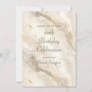Invitación Mármol de Crema Blanca 50 años
