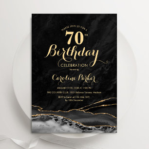 Invitación Mármol de la Agata del Oro Negro 70 cumpleaños