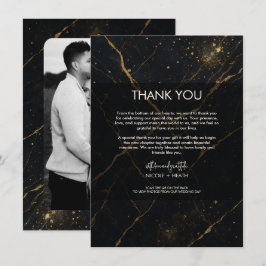 Invitación Mármol de Medianoche Dorado Negro y Bodas de Oro