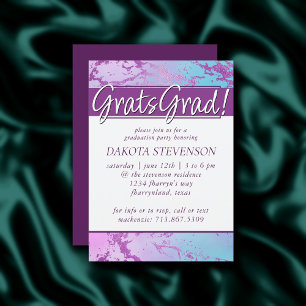 Invitación Mármol de moda   Glitzy Glam Violet Purple Blue Om