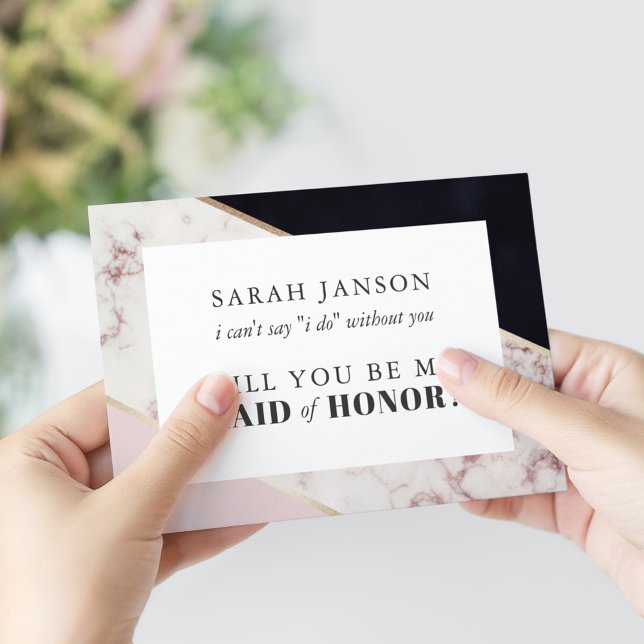 Invitación Mármol de Moda moderna, doncella de honor (Subido por el creador)