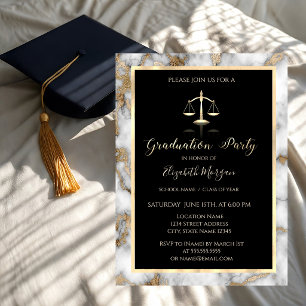 Invitación Mármol de oro blanco Fiesta de graduación de la fa