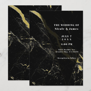 Invitación Mármol de oro negro con vetas minimalistas elegant