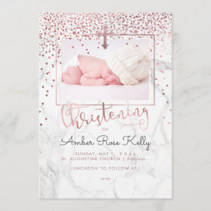 Invitación Mármol de PixDezines+Faux Rosa Dots Gold Christeni