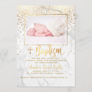 Invitación Mármol de PixDezines + puntos de oro falsos/bautis