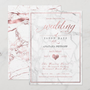Invitación Mármol de PixDezines/Rosa de Faux Oro/Boda