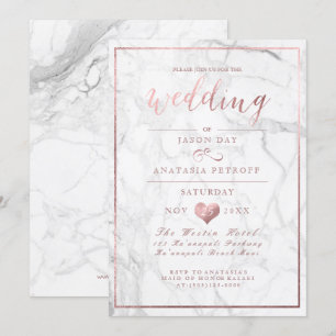 Invitación Mármol de PixDezines/Rosa de Faux Oro/Boda