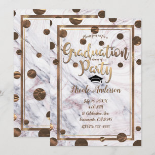 Invitación Mármol de remolino de bronce de cobre dorado rosa 