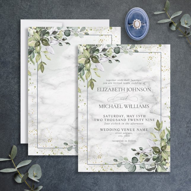 Invitación Mármol de vegetación de eucalipto azul seco formal (Subido por el creador)
