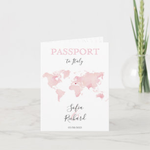 Invitación Mármol del mapa del mundo rosado de la pasaporte d