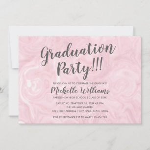 Invitación Mármol dorado de la Rosa Girly Graduación femeni