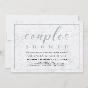 Invitación Mármol Ducha de Boda de Parejas Moderna Simple