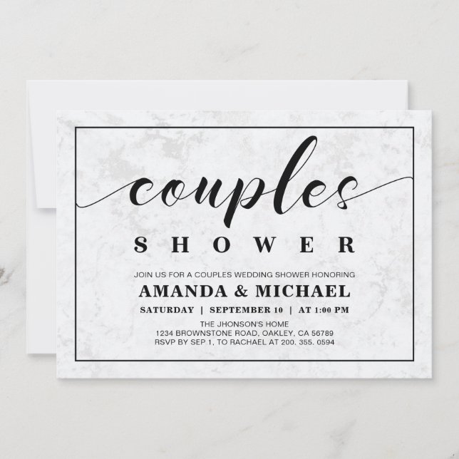 Invitación Mármol | Ducha de Boda de Parejas Moderna Simple (Anverso)