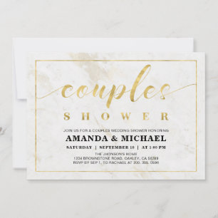 Invitación Mármol Ducha de Boda de Parejas Moderna Simple