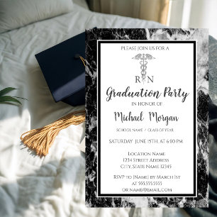 Invitación Mármol Elegante, Fiesta de Graduación de Enfermerí
