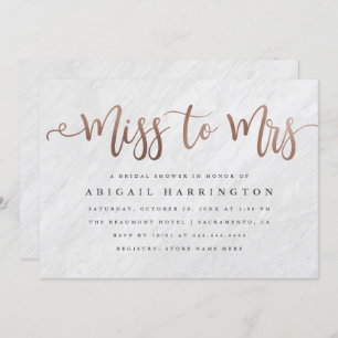 Invitación Mármol elegante y Srta. color de rosa del oro a