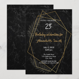 Invitación Mármol Falso Geométrico Cumpleaños