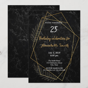 Invitación Mármol Falso Geométrico Cumpleaños