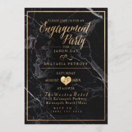 Invitación Mármol/Faux Gold del Partido de compromiso PixDezi