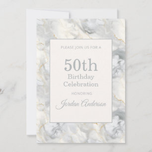 Invitación Mármol Gris Beige Claro Cumpleaños 50
