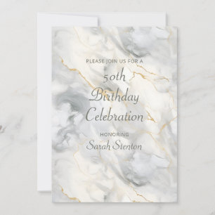 Invitación Mármol gris claro cumpleaños número 50