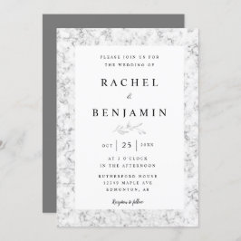 Invitación mármol gris elegante boda de moda moderno