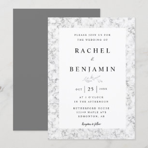 Invitación mármol gris elegante boda de moda moderno