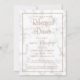 Invitación Mármol gris moderno con Rosa de oro