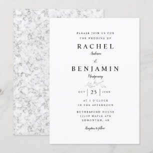 Invitación Mármol Mínimo de Boda Elegante