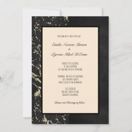 Invitación Mármol moderno en tapioca de negro y vainilla