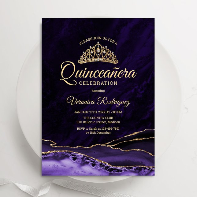 Invitación Mármol morado de oro (Subido por el creador)